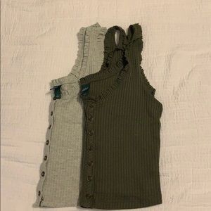 Waffle knit crop tank tops